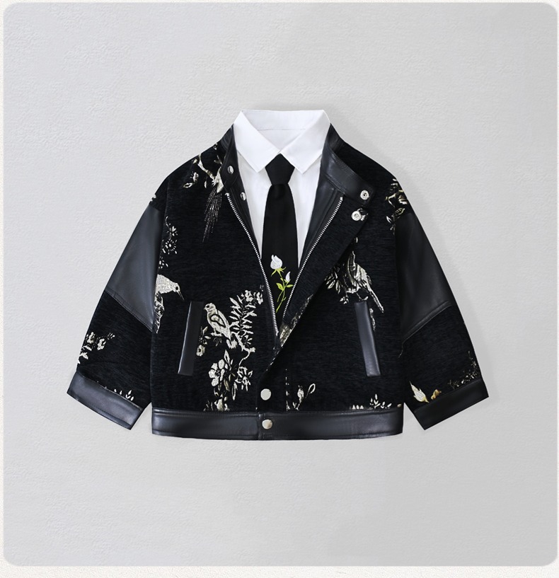 Photography Jacket - Cavalheiro crianças bordado motocicleta jaqueta de