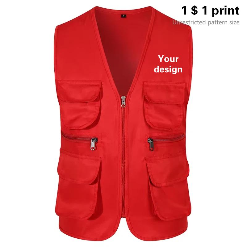 Photography Jacket - Homens multi sem mangas bolso colete